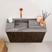 Mondiaz JOYA-DLUX Meuble de salle de bains 60cm - couleur Walnut - Vasque FAYE position Gauche Sans trou de robinet couleur Sombra. SW1424719