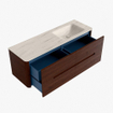 Mondiaz CIRO-DLUX Badkamermeubelset - 140x45x50cm - Solid surface wastafel Meli - 1 wasbak Rechts - zonder kraangaten - 4 lades - Ruby SW1531764