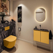 MONDIAZ TURE-DLUX Meuble toilette - 60cm - Ocher - EDEN - vasque Lava - position centrale - sans trou de robinet SW1103928