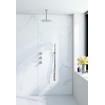 Fortifura Nebbio Ensemble de douche pluie - robinet encastré - élément encastré - coude de raccordement mural - flexible de douche en métal - douchette bâton - bras de plafond 20cm - douche de tête 30cm - inox brossé PVD SW1447120