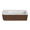 MONDIAZ KURVE-DLUX 135cm Meuble salle de bain avec module 25 G - couleur Walnut - 1 tiroir - 1 porte - vasque BIG MEDIUM droite - sans trou de robinet - couleur Opalo SW1137724