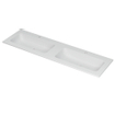 INK Aspekt lavabo - 160x45x1.5cm - 2 lavabos - 2 trous de robinet - porcelaine blanche mate DESTOCKAGE OUT12356