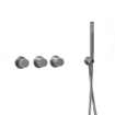 Fortifura Nebbio Badcombinatie-set - thermostaatkraan - wandaansluitbocht met handdouchehouder - metalen doucheslang - staaf handdouche - badvulcombinatie - geborsteld RVS PVD (RVS) SW1238035