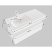 MONDIAZ ALAN 120cm - meuble bas - chêne lavé - 1 tiroir - lavabo suspendu - vasque à gauche - 0 trous de robinet - talc SW408572