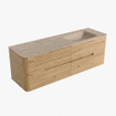 Mondiaz CIRO-DLUX Badkamermeubelset - 150x45x50cm - Solid surface wastafel Arena - 1 wasbak Rechts - zonder kraangaten - 4 lades - Oak SW1531351