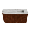 Mondiaz JOYA-DLUX Meuble de salle de bains 81.6cm - arrondi gauche couleur Ruby - Vasque FAYE position droite Sans trou de robinet couleur Glace SW1423563