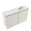 MONDIAZ TURE-DLUX Meuble toilette - 80cm - Linen - EDEN - vasque Ostra - position droite - 1 trou de robinet SW1104937