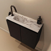 MONDIAZ TURE-DLUX Meuble toilette - 60cm - Urban - EDEN - vasque Glace - position gauche - 1 trou de robinet SW1103126