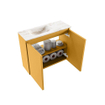 MONDIAZ TURE-DLUX meuble de toilettes 60 cm Ocher. Lavabo EDEN Frappe position gauche. Sans trou de robinet. SW1102885