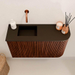 Mondiaz JOYA 71.6cm meuble de salle de bains - arrondi droit couleur Ruby - Vasque FAYE position Gauche Sans trou de robinet couleur Urban SW1421847