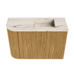 Mondiaz JOYA-DLUX Meuble de toilette 61,6cm - arrondi gauche couleur Chêne - Vasque FAYE position Droite 1 trou de robinet couleur Nata SW1424037