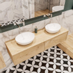 Mondiaz LUSH Meuble salle de bains avec 2 tiriors lavabo BARCO 150x30x45cm double sans trou de robinet Washed oak SW409615