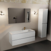 Mondiaz AIVY Ensemble de meuble - 120x45x50cm - 1 trou de robinet - 1 vasque talc Solid surface - Droite - 2 tiroirs - sans miroir - MDF Talc SW892316