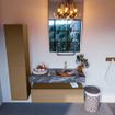 MONDIAZ ALAN - DLUX Ensemble meuble de salle de bains - 110cm - sous-meuble - Oro - 1 tiroir - lavabo suspendu - cuve à droite - 1 trou de robinet - Lava SW808395