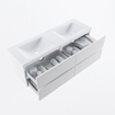 Mondiaz VICA Ensemble meuble de salle de bains - 140cm - talc - 4 tiroirs - Lavabo CLOUD - double 2 trous de robinet - couleur talc - version XL 60cm de hauteur SW1189246