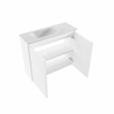 MONDIAZ TURE-DLUX Meuble toilette - 60cm - Talc - EDEN - vasque Opalo - position gauche - 1 trou de robinet SW1104132