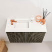 Mondiaz JOYA 60cm meuble de salle de bains - couleur Shadow - Vasque FAYE position Gauche 1 trou de robinet couleur Talc. SW1421388