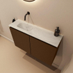 MONDIAZ TURE-DLUX Meuble toilette - 80cm - Rust - EDEN - vasque Opalo - position gauche - sans trou de robinet SW1104505