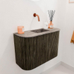 Mondiaz JOYA-DLUX Meuble de salle de bains 63.2cm - arrondis gauche et droite couleur Shadow - Vasque FAYE position Milieu Sans trou de robinet couleur Oza SW1425084