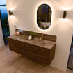 Mondiaz CIRO-DLUX Ensemble de meubles de salle de bains - 160x45x50cm - Vasque solid surface Oza - 1 lavabo à droite - 1 trou de robinet - 4 tiroirs - Dusk SW1533291