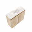 MONDIAZ TURE-DLUX Meuble toilette - 60cm - Washed Oak - EDEN - vasque Frappe - position centrale - sans trou de robinet SW1103055