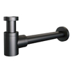 FugaFlow Efficiente Pietra Ensemble lave-mains - 40x22x10cm - céramique - trou de robinet à droite - robinet de lave-mains noir mat - bonde - siphon réduit - blanc brillant SW1483428