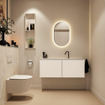 MONDIAZ TURE-DLUX Meuble toilette - 120cm - Talc - EDEN - vasque Ostra - position centrale - 1 trou de robinet SW1104665