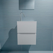 MONDIAZ ADA Toiletmeubel - 40x30x50cm - 1 kraangat - 2 lades - talc mat - wasbak rechts - Solid surface - Wit SW472497