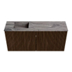 Mondiaz JOYA-DLUX 90cm meuble de salle de bains - couleur Walnut - Vasque FAYE position Gauche 1 trou de robinet couleur Sombra. SW1426249