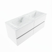 MONDIAZ VICA-DLUX Ensemble meuble de salle de bains - 120cm - meuble bas Talc - 4 tiroirs - lavabo encastré Cloud double - 2 trous de robinet - version hauteur 60cm - Opalo SW1088507
