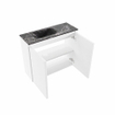 MONDIAZ TURE-DLUX Meuble toilette - 60cm - Talc - EDEN - vasque Lava - position gauche - 1 trou de robinet SW1103618