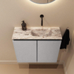 MONDIAZ TURE-DLUX Meuble toilette - 60cm - Plata - EDEN - vasque Glace - position droite - sans trou de robinet SW1103442