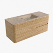 Mondiaz CIRO-DLUX Ensemble de meubles de salle de bains - 120x45x50cm - Vasque solid surface Arena - 1 lavabo au milieu - 1 trou de robinet - 2 tiroirs - Chêne SW1531345