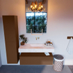 Mondiaz ALAN-DLUX Ensemble de meuble - 110cm - meuble Rust mat - 1 tiroir - Lavabo Cloud Ostra suspendu - vasque Centre - 0 trous de robinet SW807468