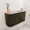 Mondiaz JOYA-DLUX Meuble de salle de bains - 71,6cm - arrondi gauche couleur Shadow - Vasque FAYE position Droite 1 trou de robinet couleur Opalo. SW1422933