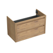 Forzalaqua Gela 2.0 wastafelonderkast 100x51x60cm met 2 softclose greeploze lades Massief Eiken Oyster SW492281