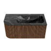 MONDIAZ KURVE-DLUX 95cm Meuble salle de bain avec module 25 G - couleur Walnut - 1 tiroir - 1 porte - vasque BIG SMALL droite - 1 trou de robinet - couleur Lava SW1137270