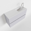 MONDIAZ ADA Toiletmeubel - 80x30x50cm - 1 kraangat - 2 lades - cale mat - wasbak rechts - Solid surface - Wit SW472716