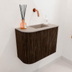 Mondiaz JOYA-DLUX Meuble de salle de bains - 51,6cm - arrondi gauche couleur Walnut - Vasque FAYE position Droite Sans trou de robinet couleur Saba SW1424656