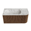 MONDIAZ KURVE-DLUX 95cm Meuble salle de bain avec module 25 D - couleur Walnut - 1 tiroir - 1 porte - vasque BIG SMALL gauche - sans trou de robinet - couleur Glace SW1138012