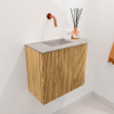 Mondiaz JOYA-DLUX Meuble de salle de bains 51,6cm - arrondi à droite couleur Chêne - Vasque FAYE position Gauche Sans trou de robinet couleur Glace SW1422005