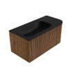 MONDIAZ KURVE 95cm Meuble salle de bain avec module 25 D - couleur Walnut - 1 tiroir - 1 porte - vasque BIG SMALL gauche - 1 trou de robinet - Urban SW1138502