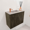 Mondiaz JOYA-DLUX 50cm toiletmeubel - kleur Shadow - Wastafel FAYE positie Links 1 kraangat kleur Glace. SW1422772