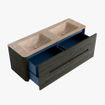 Mondiaz CIRO-DLUX Ensemble de meubles de salle de bains - 140x45x50cm - Vasque solid surface Saba - 2 bacs Double - sans trous de robinet - 4 tiroirs - Shadow SW1532709