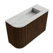 Mondiaz JOYA-DLUX Meuble de toilette 61,6cm - arrondi gauche couleur Noyer - Vasque FAYE position Droite Sans trou de robinet couleur Opalo. SW1422567
