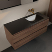 Mondiaz AIVY Ensemble de meuble - 120x45x50cm - 0 trous de robinet - 1 vasque Urban Solid surface - Droite - 2 tiroirs - avec miroir - Melamine Mocha SW892368