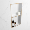 Mondiaz EASY Niche salle de bains - 59.5x8x29.5cm - à encastrer ou à monter - 2 compartiments - Oro | Talc SW1017065