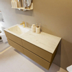 Mondiaz VICA-DLUX ensemble de meuble de salle de bain - 130cm - meuble sous-vasque oro - 4 tiroirs - lavabo encastré cloud gauche - 1 trou de robinet - version haute de 60cm - opalo SW1086612