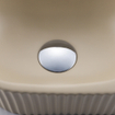 QeramiQ Fuente Ensemble de Lavabo - 40x21.5x12cm - droite - strié - demi-rond - 1 trou de robinet - céramique - robinet de lavabo chromé - bouchon de vidange - siphon abaissé - beige SW1232881