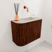 Mondiaz JOYA-DLUX Meuble de toilette - 51,6cm - arrondi gauche couleur Ruby - Vasque FAYE position droite Sans trou de robinet couleur Opalo SW1423723